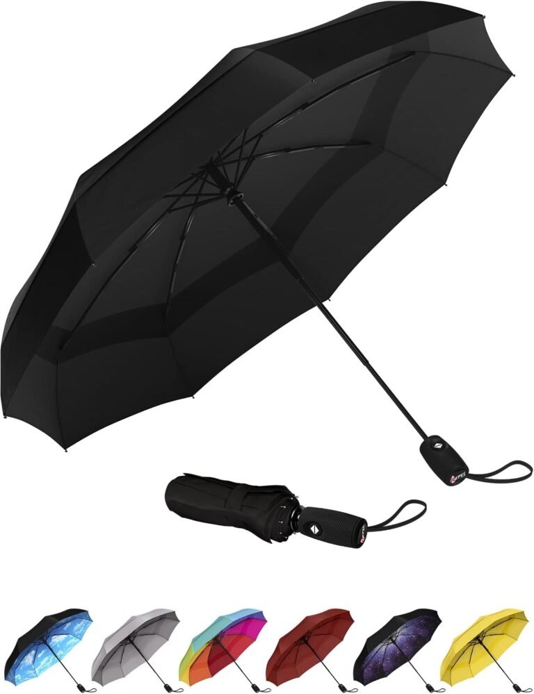 Travel umbrella with automatic windproof and foldable design