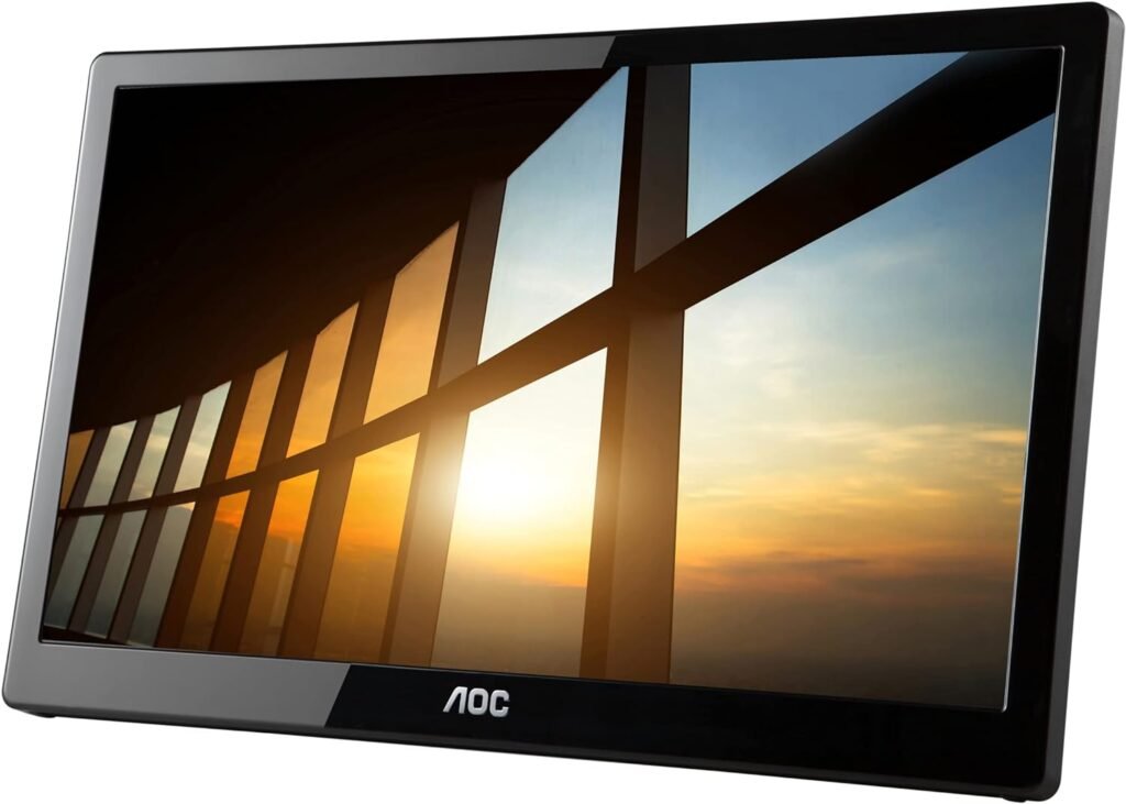 AOC e1659Fwu 15.6-Inch Ultra Slim 1366x768 Res 200 cd/m2 Brightness USB 3.0-Powered Portable LED Monitor w/ Case Black