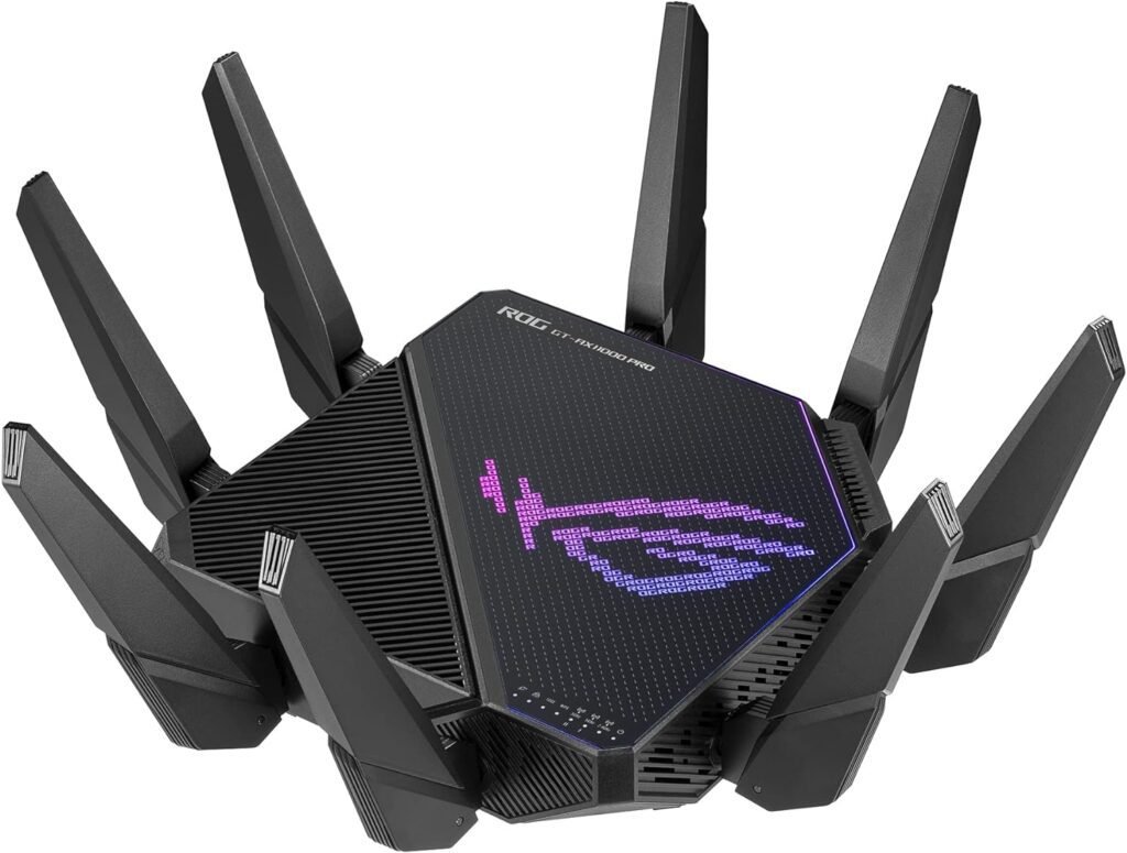 ASUS ROG Rapture GT-AX11000 Pro Tri-Band WiFi 6 Extendable Gaming Router, 10G  2.5G Ports, ASUS RangeBoost Plus, Triple-Level Game Acceleration, Subscription-Free Network Security, AiMesh Compatible