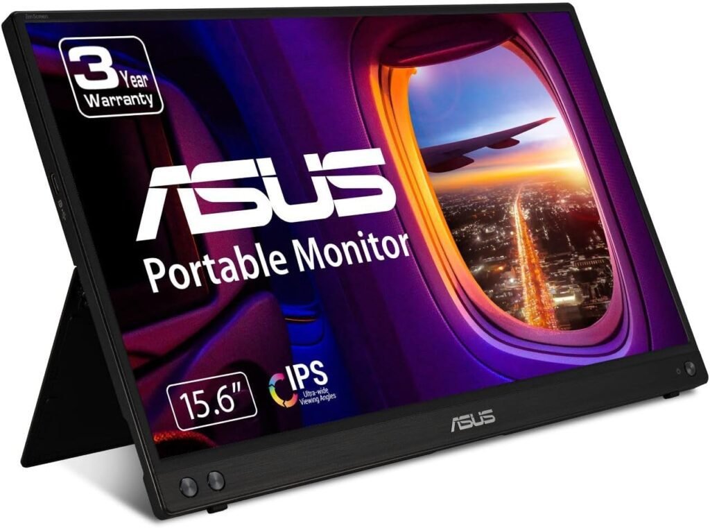 ASUS ZenScreen 15.6” 1080P Portable USB Monitor (MB16ACV) - Full HD, IPS, USB Type-C, Eye Care, Kickstand, for Laptop, PC, Phone, Console, Anti-Glare Surface, 3-Year Warranty,BLACK