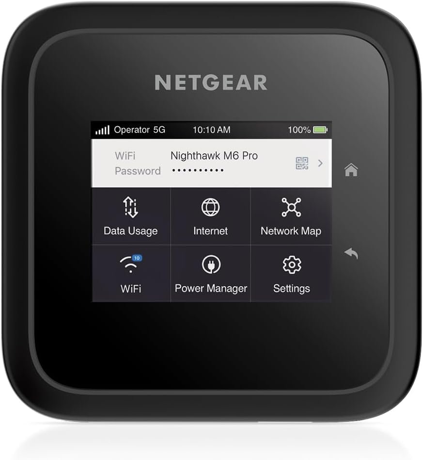 NETGEAR Nighthawk M6 Pro Mobile Hotspot 5G mmWave, 8Gbps, Unlocked,ATT, T-Mobile,Verizon International Roaming 125 Countries,WiFi 6E,Portable Device with touch control, Modem Wireless Router(MR6550)