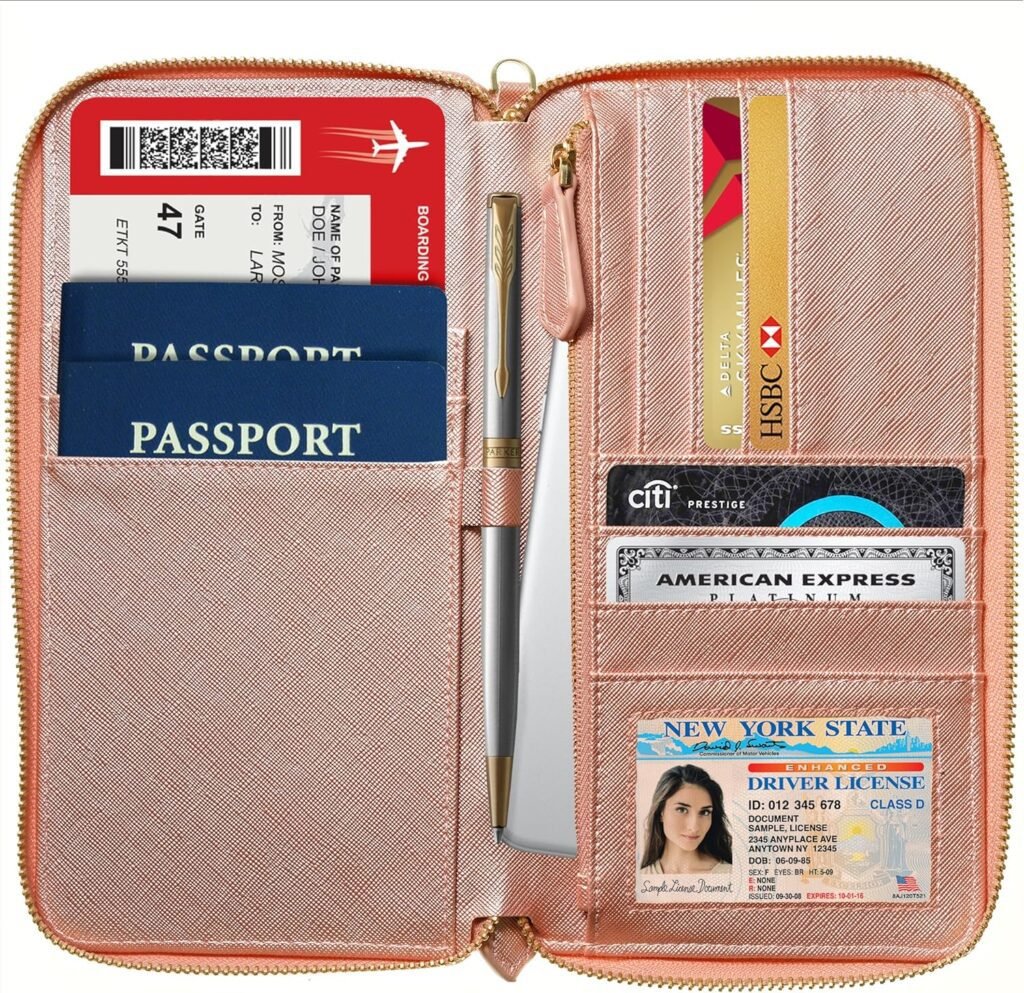 Travel Document Organizer - RFID Passport Wallet Case Family Holder Id Wristlet Travel Document Organizer - RFID Passport Wallet Case Family Holder Id Wristlet