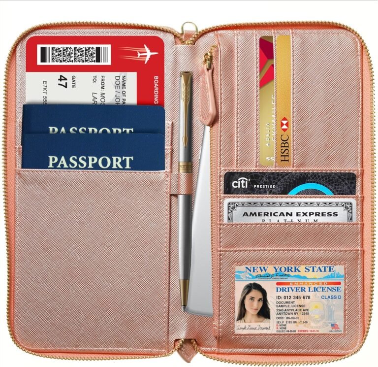 Travel Document Organizer Wallet With Rfid Protection