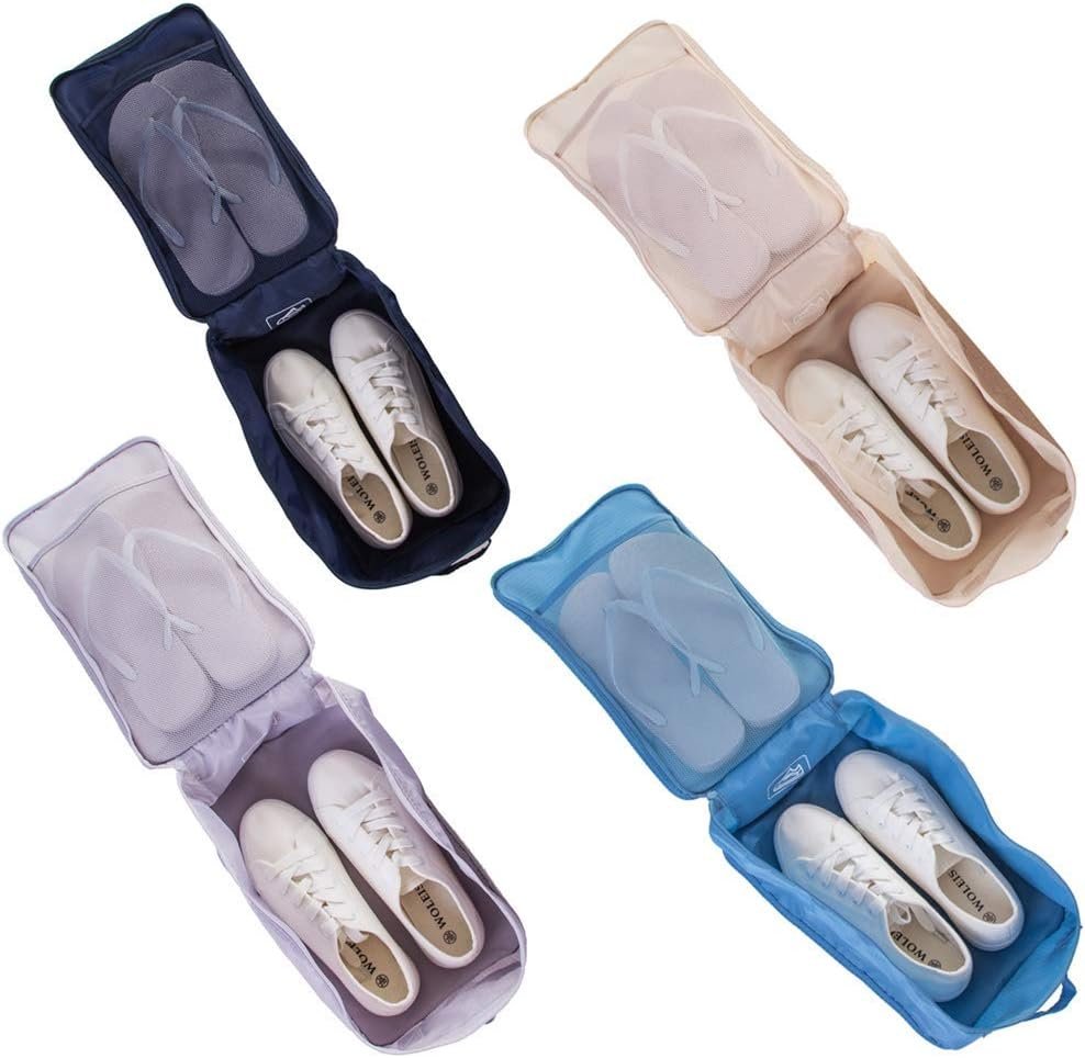 Travel Shoe Organizer For Suitcase, Foldable Waterproof Shoe Pouches Organizer-Double Layer (Multi-colored4) Travel Shoe Organizer For Suitcase, Foldable Waterproof Shoe Pouches Organizer-Double Layer (Multi-colored4)